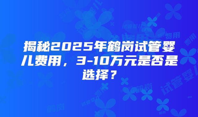 揭秘2025年鹤岗试管婴儿费用,3-10万元是否是选择?
