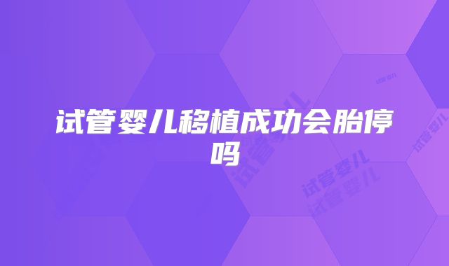 试管婴儿移植成功会胎停吗
