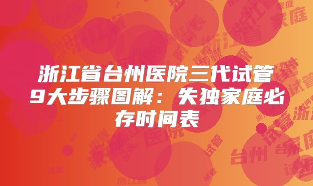 浙江省台州医院三代试管9大步骤图解:失独家庭必存时间表