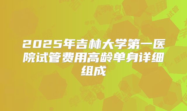 2025年吉林大学第一医院试管费用高龄单身详细组成