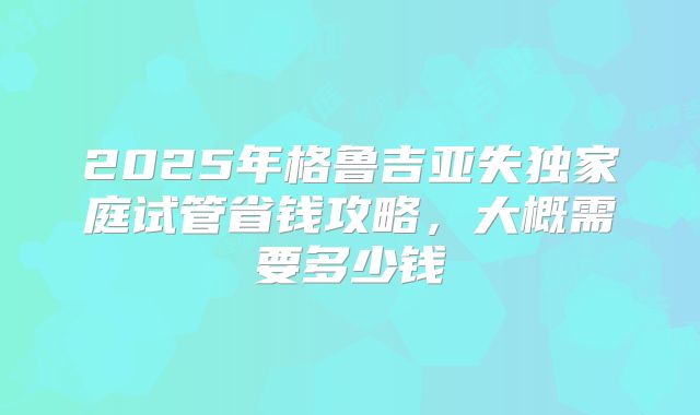 2025年格鲁吉亚失独家庭试管省钱攻略，大概需要多少钱
