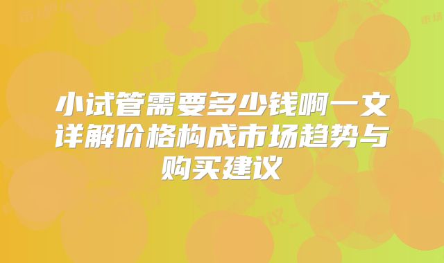 小试管需要多少钱啊一文详解价格构成市场趋势与购买建议