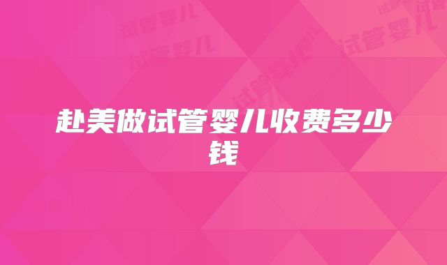 赴美做试管婴儿收费多少钱