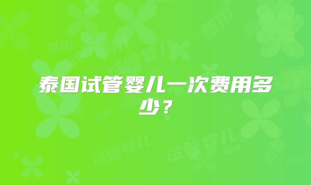 泰国试管婴儿一次费用多少?