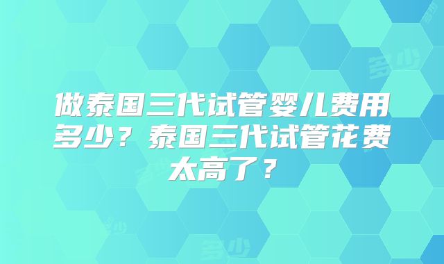 做泰国三代试管婴儿费用多少？泰国三代试管花费太高了？