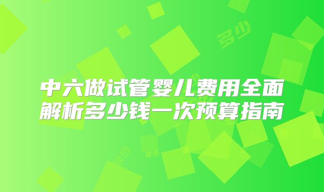 中六做试管婴儿费用全面解析多少钱一次预算指南