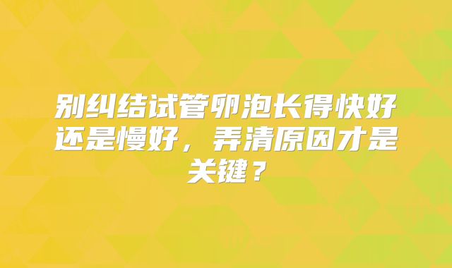 别纠结试管卵泡长得快好还是慢好，弄清原因才是关键？