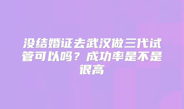 没结婚证去武汉做三代试管可以吗？成功率是不是很高