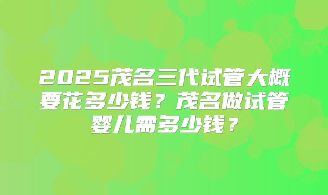 2025茂名三代试管大概要花多少钱?茂名做试管婴儿需多少钱?