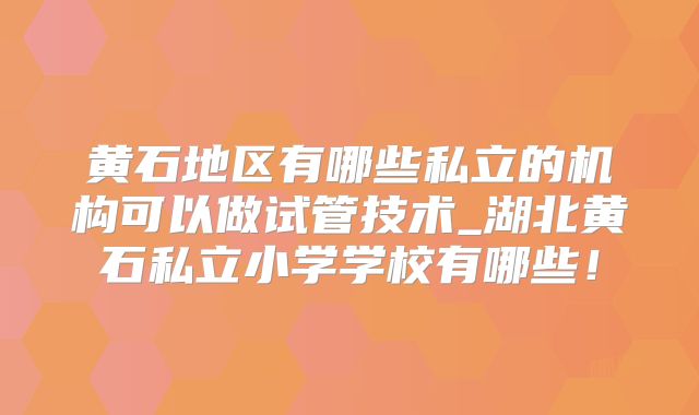 黄石地区有哪些私立的机构可以做试管技术_湖北黄石私立小学学校有哪些!