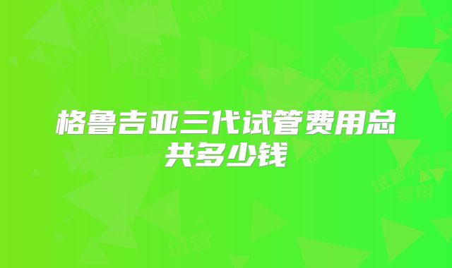 格鲁吉亚三代试管费用总共多少钱