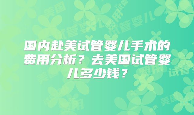 国内赴美试管婴儿手术的费用分析?去美国试管婴儿多少钱?