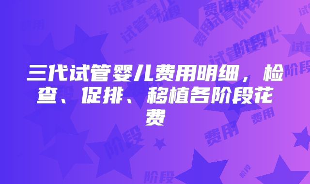 三代试管婴儿费用明细,检查、促排、移植各阶段花费