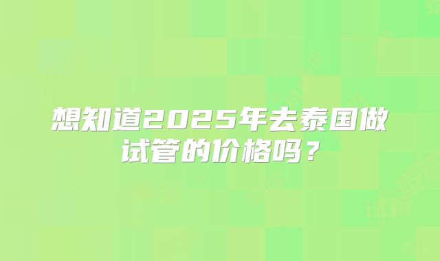 想知道2025年去泰国做试管的价格吗?