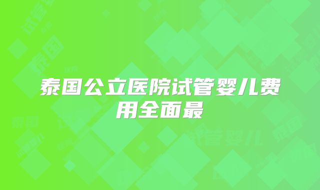 泰国公立医院试管婴儿费用全面最