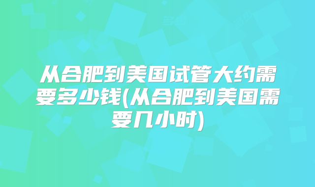 从合肥到美国试管大约需要多少钱(从合肥到美国需要几小时)