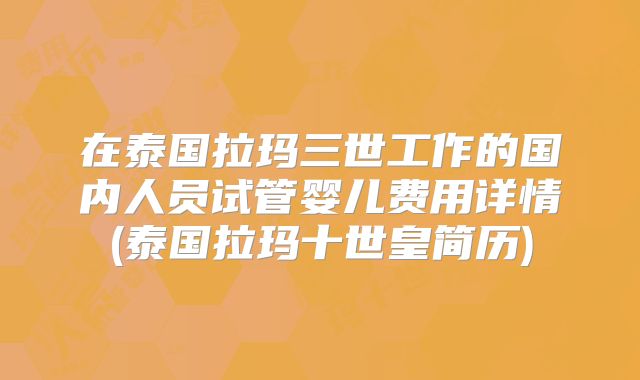 在泰国拉玛三世工作的国内人员试管婴儿费用详情(泰国拉玛十世皇简历)