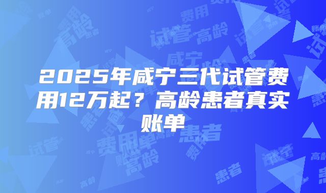 2025年咸宁三代试管费用12万起?高龄患者真实账单