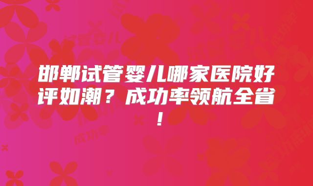 邯郸试管婴儿哪家医院好评如潮?成功率领航全省!