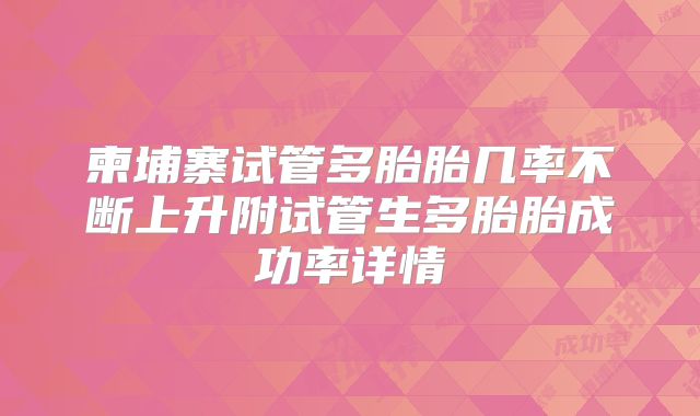 柬埔寨试管多胎胎几率不断上升附试管生多胎胎成功率详情
