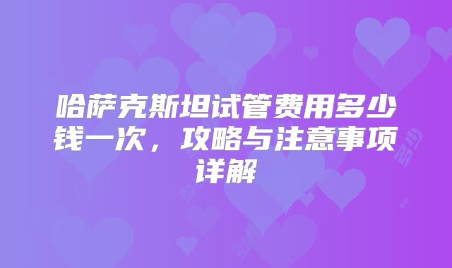 哈萨克斯坦试管费用多少钱一次,攻略与注意事项详解