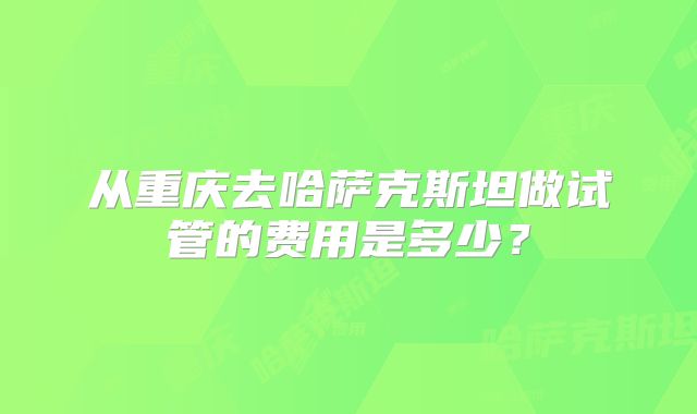 从重庆去哈萨克斯坦做试管的费用是多少?