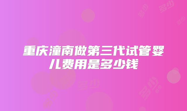 重庆潼南做第三代试管婴儿费用是多少钱