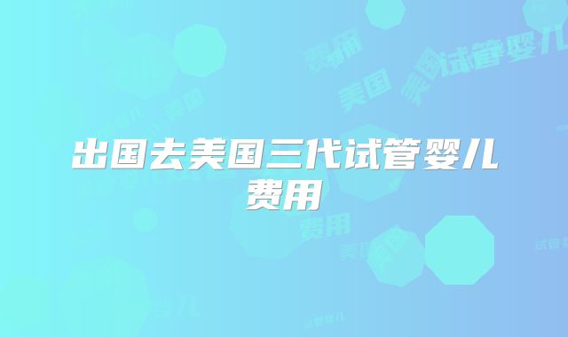 出国去美国三代试管婴儿费用