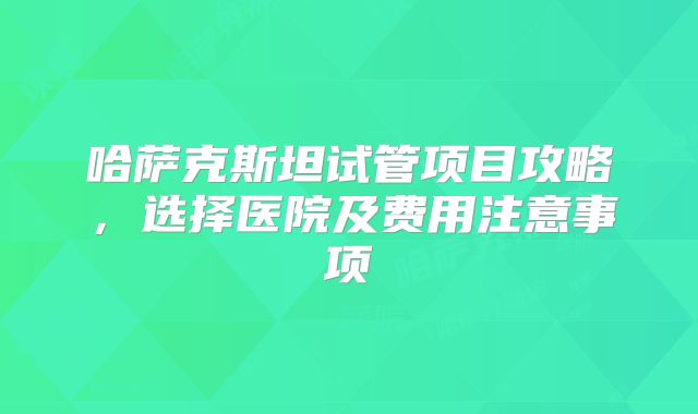 哈萨克斯坦试管项目攻略,选择医院及费用注意事项