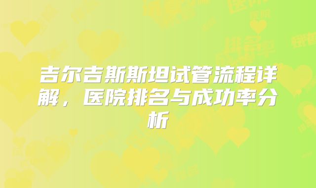 吉尔吉斯斯坦试管流程详解,医院排名与成功率分析