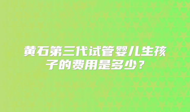 黄石第三代试管婴儿生孩子的费用是多少？