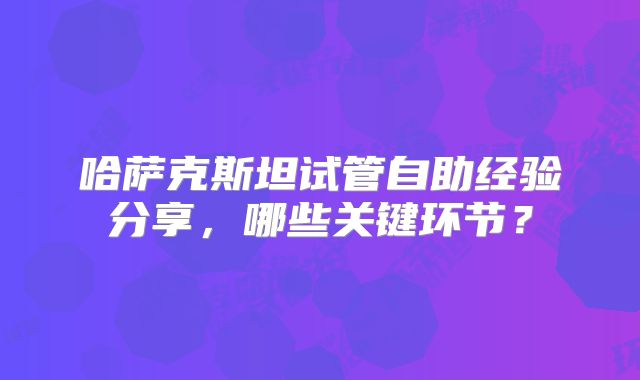 哈萨克斯坦试管自助经验分享,哪些关键环节?