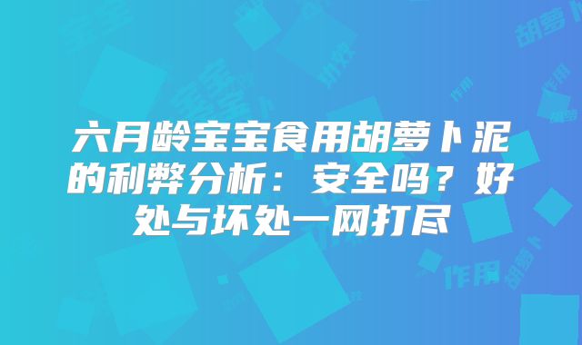 六月龄宝宝食用胡萝卜泥的利弊分析:安全吗?好处与坏处一网打尽