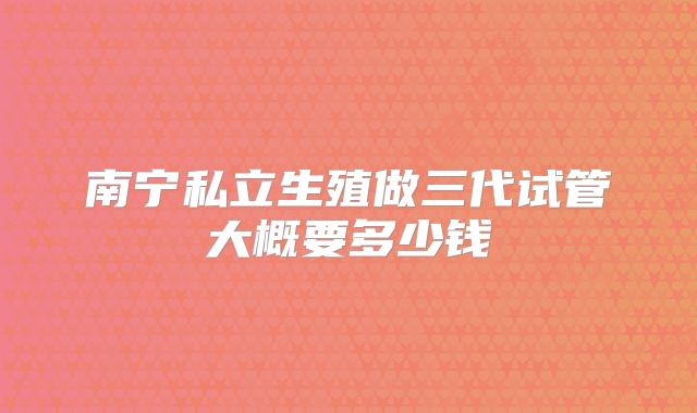 南宁私立生殖做三代试管大概要多少钱