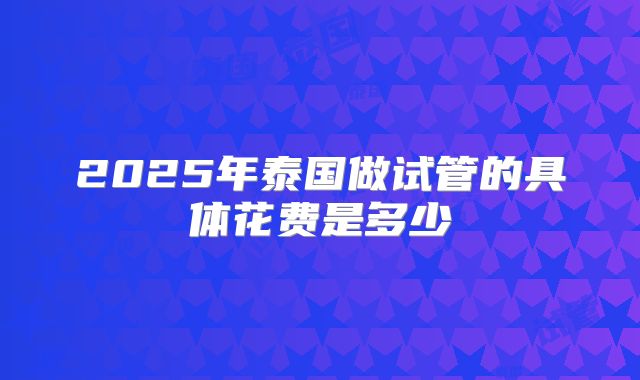 2025年泰国做试管的具体花费是多少
