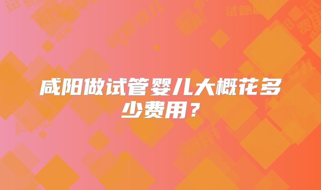 咸阳做试管婴儿大概花多少费用？