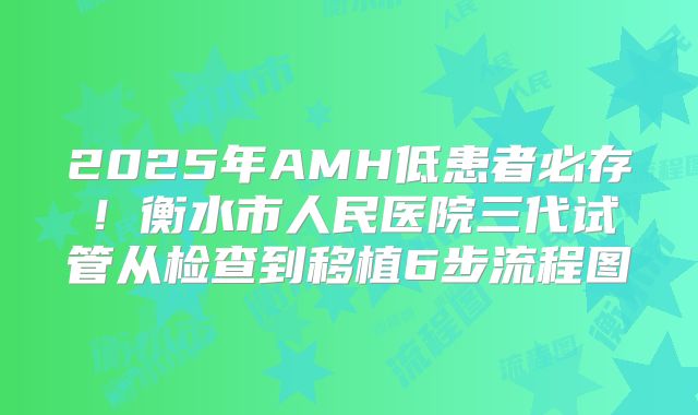 2025年AMH低患者必存!衡水市人民医院三代试管从检查到移植6步流程图