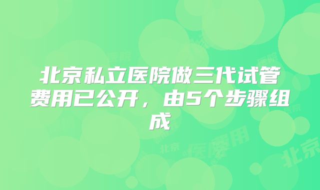 北京私立医院做三代试管费用已公开，由5个步骤组成