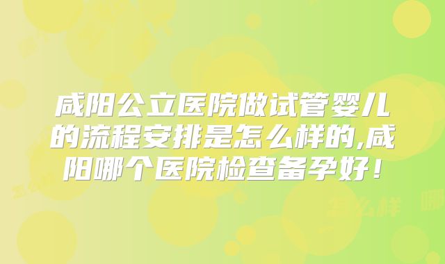咸阳公立医院做试管婴儿的流程安排是怎么样的,咸阳哪个医院检查备孕好！