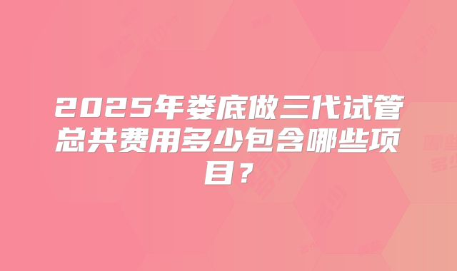 2025年娄底做三代试管总共费用多少包含哪些项目?
