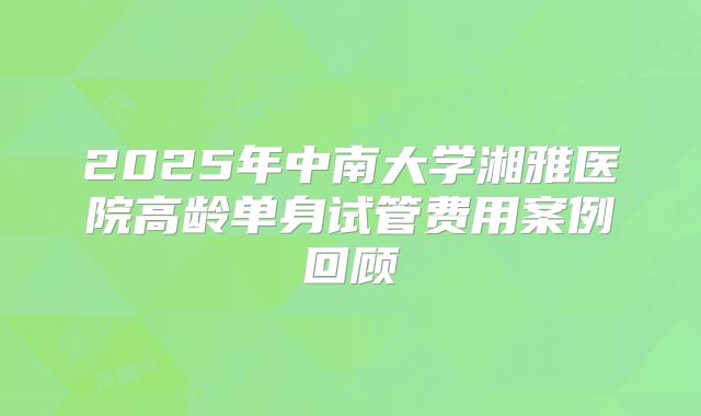 2025年中南大学湘雅医院高龄单身试管费用案例回顾