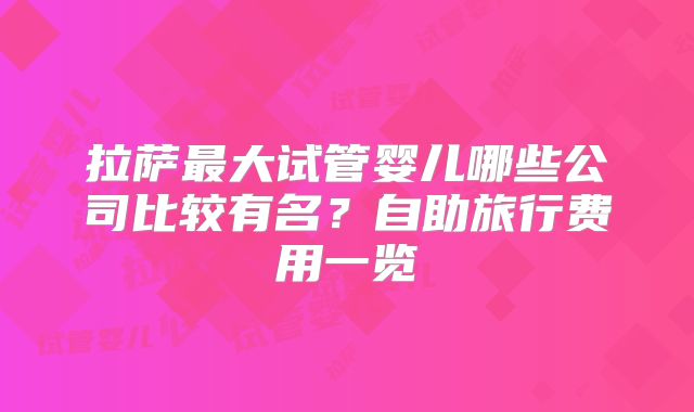 拉萨最大试管婴儿哪些公司比较有名?自助旅行费用一览