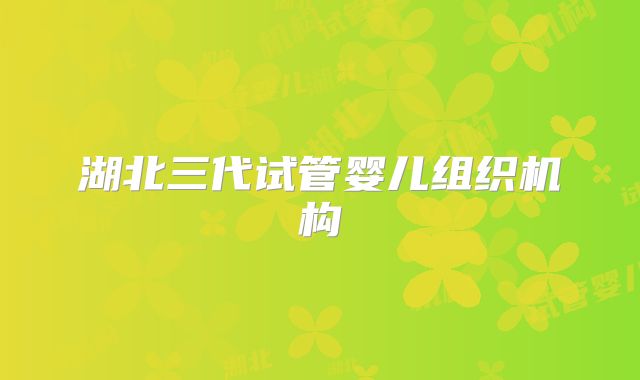 湖北三代试管婴儿组织机构