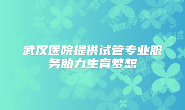 武汉医院提供试管专业服务助力生育梦想