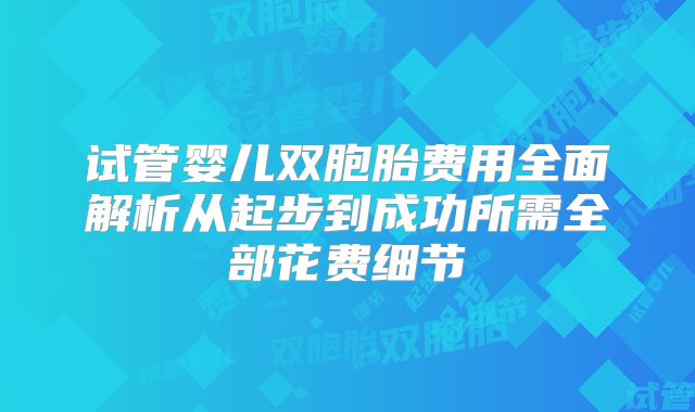 试管婴儿双胞胎费用全面解析从起步到成功所需全部花费细节