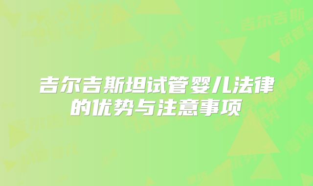 吉尔吉斯坦试管婴儿法律的优势与注意事项