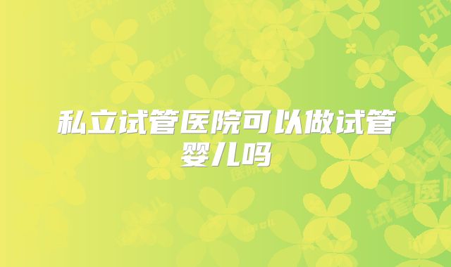 私立试管医院可以做试管婴儿吗