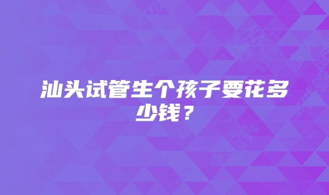 汕头试管生个孩子要花多少钱?