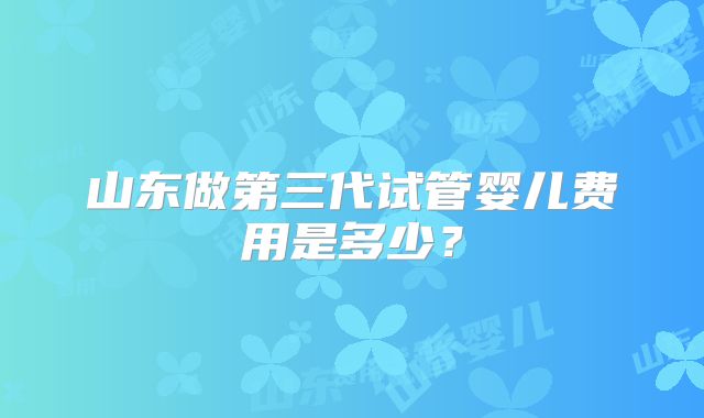 山东做第三代试管婴儿费用是多少?