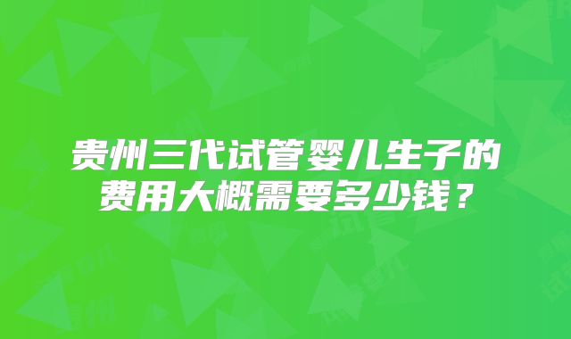贵州三代试管婴儿生子的费用大概需要多少钱?